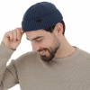 Czapka zimowa męska dokerka, niebieska, 100% wełniana merino, bezszwowa Smoky-3