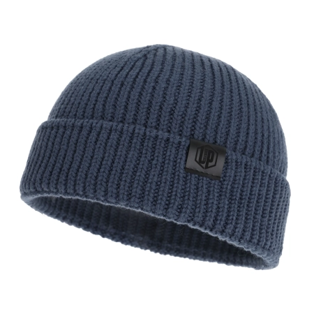 Czapka zimowa męska dokerka, niebieska, 100% wełniana merino, bezszwowa Smoky-2