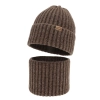 Czapka i komin dla chłopca zimowy komplet, brązowy, z wełną merino Karmin-2