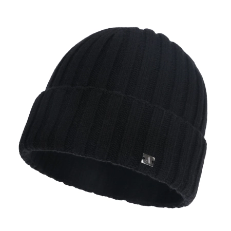 Czapka zimowa męska, czarna, wełna merino z kaszmirem, Zalero-2