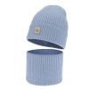 Czapka i komin dla dziewczynki, jesienny, wiosenny komplet, błękitny, 100% wełniany merino, Vanita-1