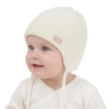 Czapka jesienna, wiosenna dla dziewczynki, 100% wełniana merino, kremowa Koya-1