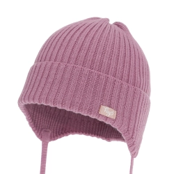 Czapka jesienna, wiosenna dla dziewczynki, 100% wełniana merino, fioletowa Koya-1