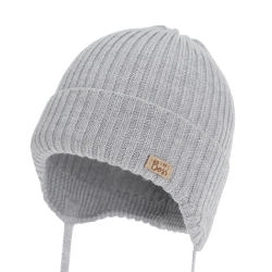 Czapka jesienna, wiosenna dla chłopca, 100% wełniana merino, szara Glint-1