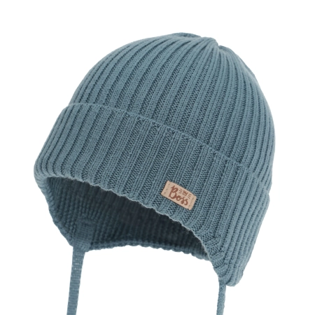 Czapka jesienna, wiosenna dla chłopca, 100% wełniana merino, niebieska Glint-2