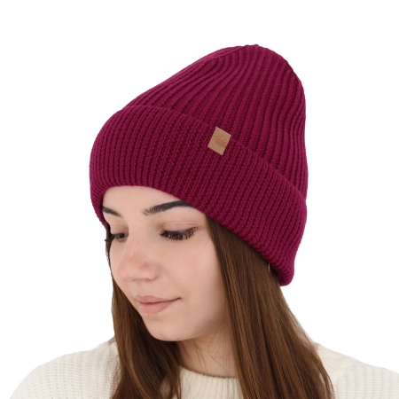 Czapka zimowa damska, burgundowa, 100% wełniana merino Isla-7