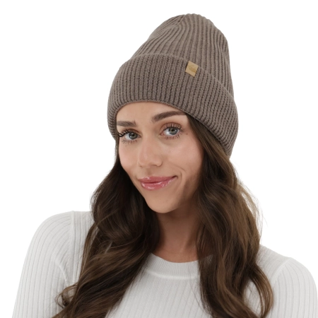 Czapka zimowa damska, brązowa, 100% wełniana merino Isla-1