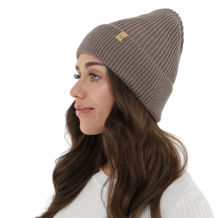 Czapka zimowa damska, brązowa, 100% wełniana merino Isla-2