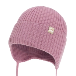 Czapka jesienna, wiosenna dla dziewczynki, 100% wełniana merino, fioletowa Frelia-1