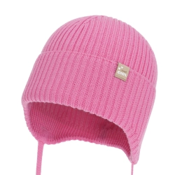 Czapka jesienna, wiosenna dla dziewczynki, 100% wełniana merino, różowa Frelia-1