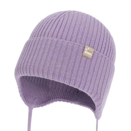 Czapka jesienna, wiosenna dla dziewczynki, 100% wełniana merino, fioletowa Frelia-1