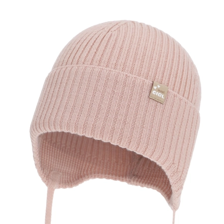 Czapka jesienna, wiosenna dla dziewczynki, 100% wełniana merino, różowa Frelia-1