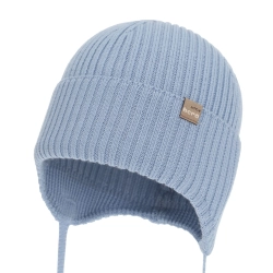 Czapka jesienna, wiosenna dla chłopca, 100% wełniana merino, błękitna Fenaro-1