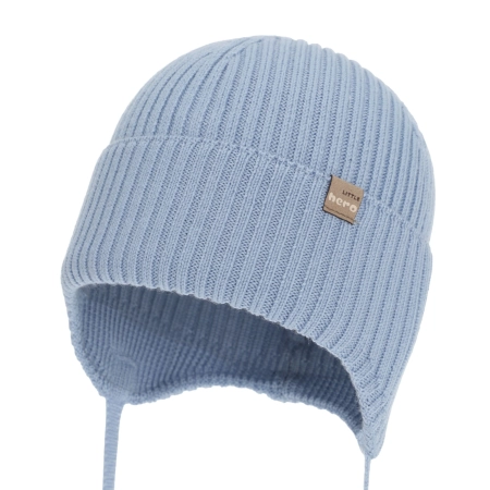 Czapka jesienna, wiosenna dla chłopca, 100% wełniana merino, błękitna Fenaro-1