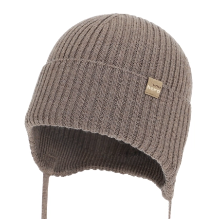 Czapka jesienna, wiosenna dla chłopca, 100% wełniana merino, brązowa Fenaro-1