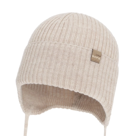 Czapka jesienna, wiosenna dla chłopca, 100% wełniana merino, beżowa Fenaro-2