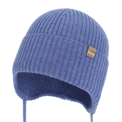 Czapka jesienna, wiosenna dla chłopca, 100% wełniana merino, niebieska Fenaro-1