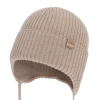 Czapka jesienna, wiosenna dla chłopca, 100% wełniana merino, beżowa Fenaro-1