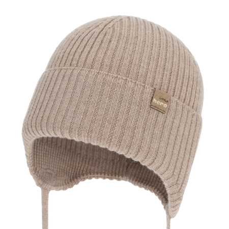 Czapka jesienna, wiosenna dla chłopca, 100% wełniana merino, beżowa Fenaro-1