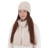 Czapka i szalik damski zimowy komplet, jasnobeżowy, wełna merino z kaszmirem, Zolira-1