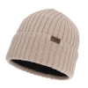 Czapka zimowa męska, beżowa, 100% wełniana merino Brevin-2