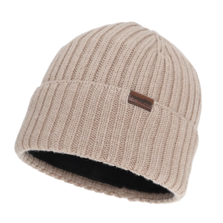 Czapka zimowa męska, beżowa, 100% wełniana merino Brevin-2