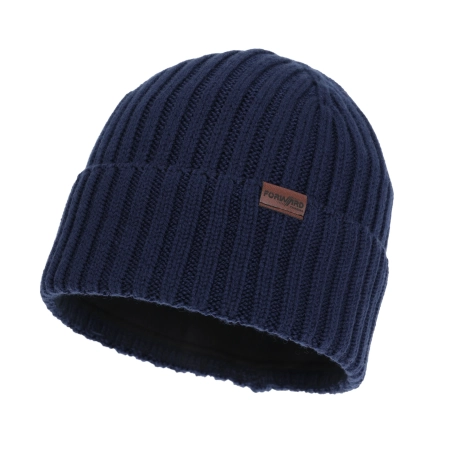Czapka zimowa męska, granatowa, 100% wełniana merino Brevin-2