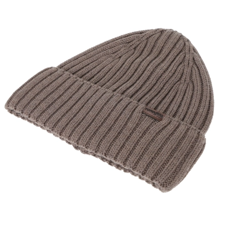 Czapka zimowa męska, brązowa, 100% wełniana merino Brevin-5