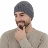 Czapka zimowa męska, szara, 100% wełniana merino Brevin-3