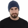 Czapka zimowa męska, niebieska, 100% wełniana merino Brevin-1