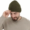 Czapka zimowa męska, khaki, 100% wełniana merino Brevin-3
