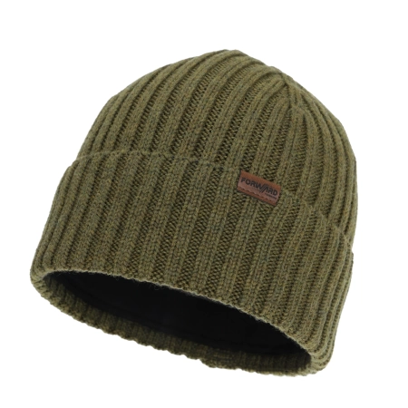 Czapka zimowa męska, khaki, 100% wełniana merino Brevin-2