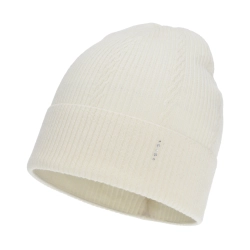 Czapka damska zimowa, jesienna, kremowa, 100% wełniana merino, Sogne-1