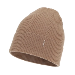 Czapka damska zimowa, jesienna, camel, 100% wełniana merino, Sogne-1