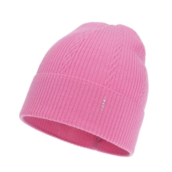 Czapka damska zimowa, jesienna, różowa, 100% wełniana merino, Sogne-1