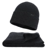 Czapka i szalik męski zimowy komplet, ciemnoszary, 100% wełniany merino Brivio-2
