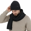 Czapka i szalik męski zimowy komplet, ciemnoszary, 100% wełniany merino Brivio-3