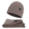 Czapka i szalik męski zimowy komplet, beżowy, 100% wełniany merino Brivio-1