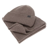 Czapka i szalik męski zimowy komplet, bordowy, 100% wełniany merino Brivio-3