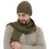 Czapka i szalik męski zimowy komplet, khaki, 100% wełniany merino Brivio-3