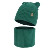 Czapka i komin dla chłopca jesienny, wiosenny komplet, szmaragdowy, 100% wełniany merino Alviro-1