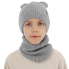 Czapka i komin dla chłopca jesienny, wiosenny komplet, szary, 100% wełniany merino Alviro-1