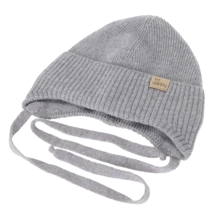 Czapka zimowa dla chłopca, podszyta bawełną, camel, wełna merino z kaszmirem, Dorino-3