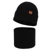 Czapka i komin dla chłopca, zimowy komplet, 100% wełniany merino, czarny Serimo-2