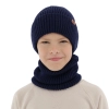Czapka i komin dla chłopca, zimowy komplet, 100% wełniany merino, granatowy Serimo-1