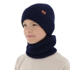 Czapka i komin dla chłopca, zimowy komplet, 100% wełniany merino, granatowy Serimo-2