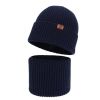 Czapka i komin dla chłopca, zimowy komplet, 100% wełniany merino, granatowy Serimo-3