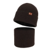 Czapka i komin dla chłopca, zimowy komplet, 100% wełniany merino, brązowy Serimo-3