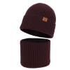 Czapka i komin dla chłopca, zimowy komplet, 100% wełniany merino, burgundowy Serimo-3