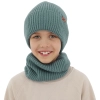 Czapka i komin dla chłopca, zimowy komplet, 100% wełniany merino, niebieski Serimo-1